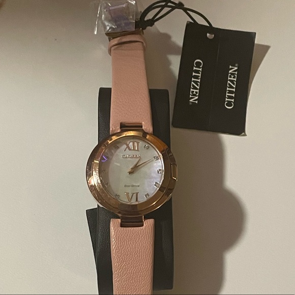 Citizen watch pink band gold and silver face